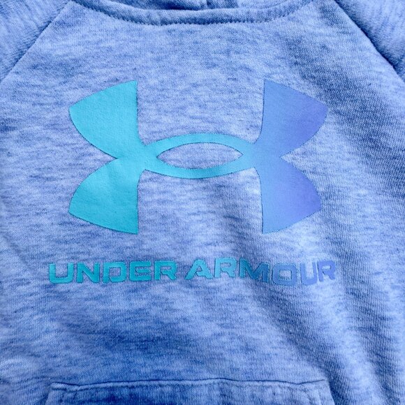 Under Armour Hooded Sweatshirt Youth Girl Size 5 Heathered Gray - Picture 3 of 11